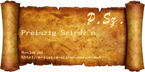 Preiszig Szirén névjegykártya